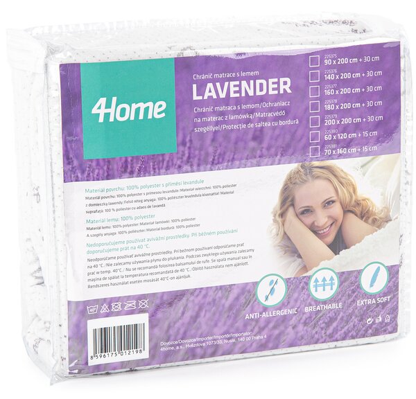Protecție saltea 4Home Lavender cu bordură, 180 x 200 cm