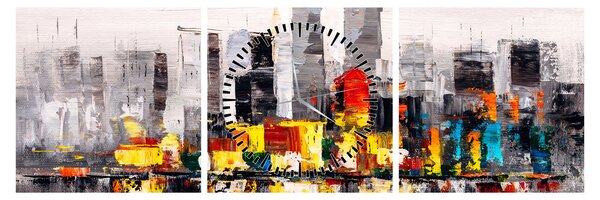 Tablou -Pictura orașului (cu ceas) (90x30 cm)