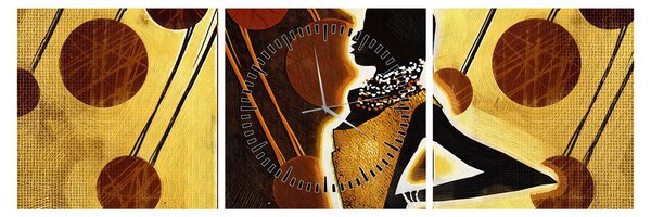 Tablou cu pictură artistică străveche (cu ceas) (90x30 cm)