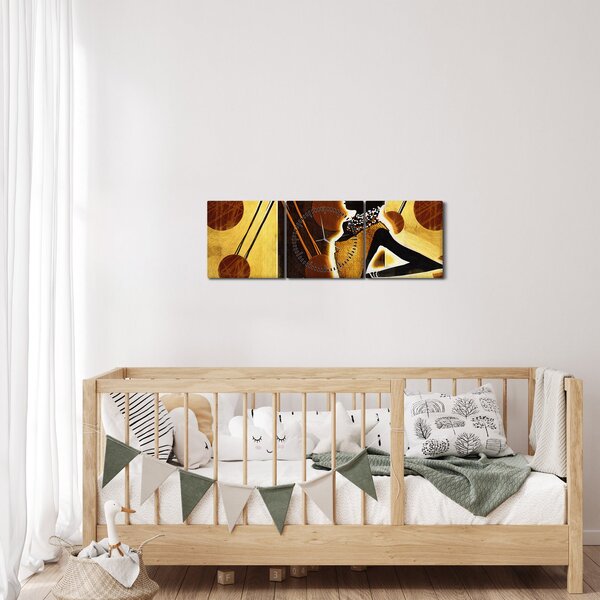 Tablou cu pictură artistică străveche (cu ceas) (90x30 cm)