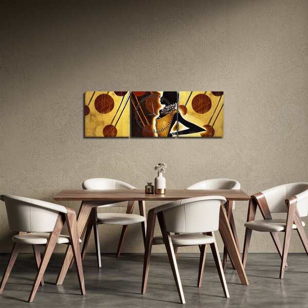 Tablou cu pictură artistică străveche (cu ceas) (90x30 cm)