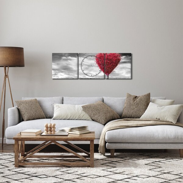 Tablou -Inima din coroanele copacilor (cu ceas) (90x30 cm)