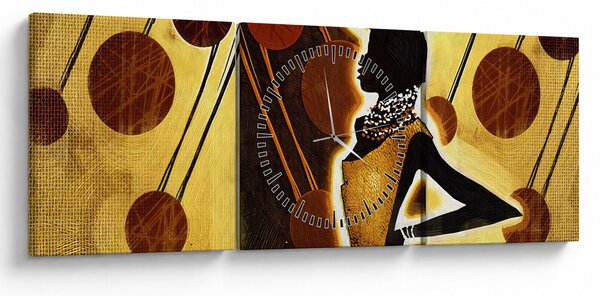 Tablou cu pictură artistică străveche (cu ceas) (90x30 cm)