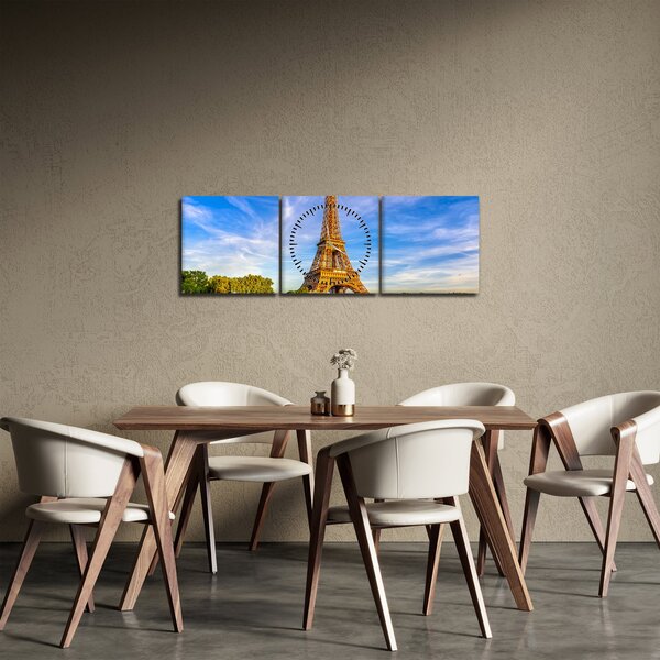 Tablou - Turnul Eifel (cu ceas) (90x30 cm)