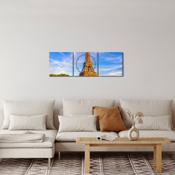 Tablou - Turnul Eifel (cu ceas) (90x30 cm)