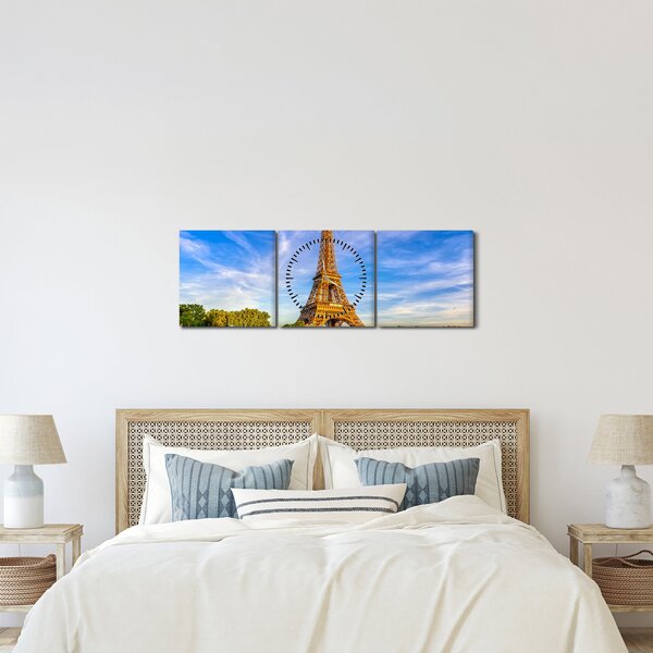 Tablou - Turnul Eifel (cu ceas) (90x30 cm)