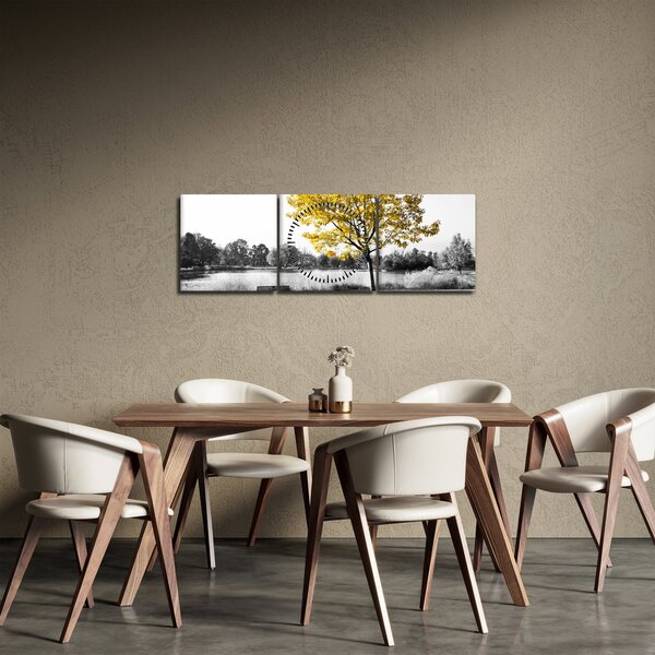 Tablou - relaxare în parc (cu ceas) (90x30 cm)