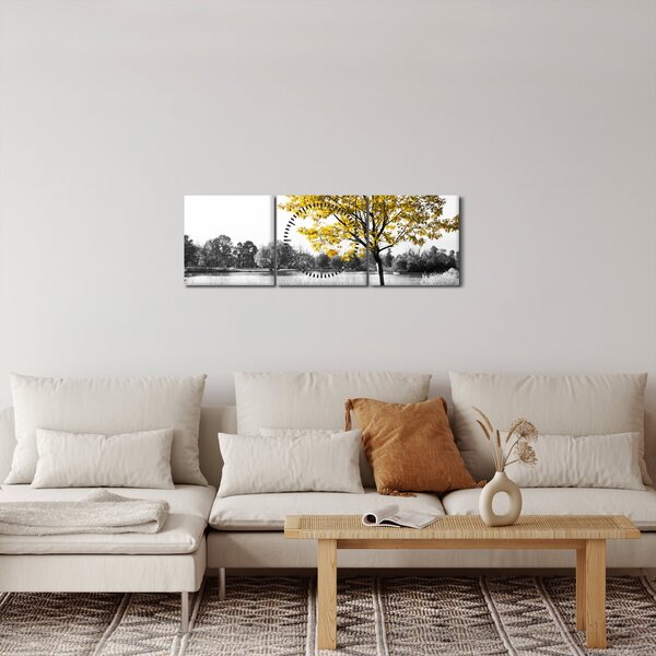 Tablou - relaxare în parc (cu ceas) (90x30 cm)