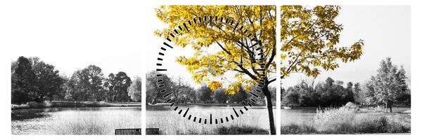 Tablou - relaxare în parc (cu ceas) (90x30 cm)