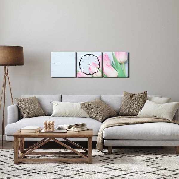 Tablou - Buchet de lalele (cu ceas) (90x30 cm)