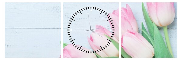 Tablou - Buchet de lalele (cu ceas) (90x30 cm)