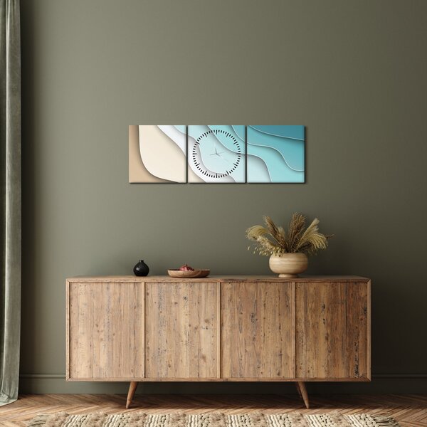 Tablou abstract cu plaja mării (cu ceas) (90x30 cm)