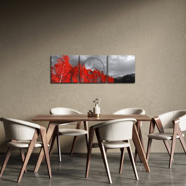 Tablou - Copaci în culorile toamnei (cu ceas) (90x30 cm)