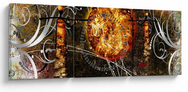 Tablou cu pictură epochală străveche (cu ceas) (90x30 cm)