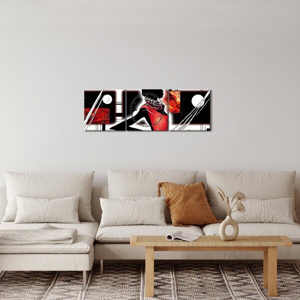 Tablou picuturii cu damă străveche (cu ceas) (90x30 cm)