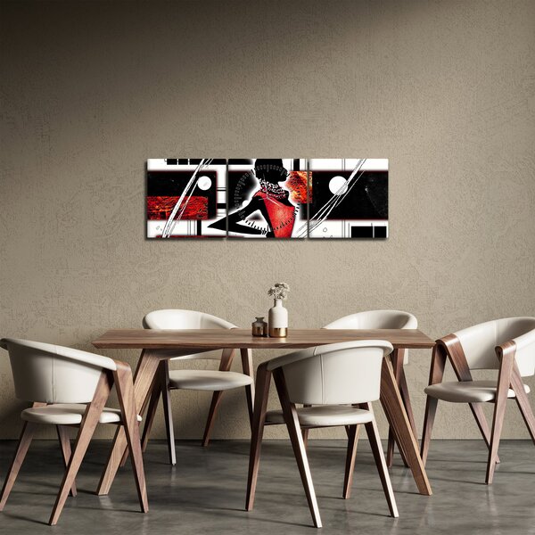 Tablou picuturii cu damă străveche (cu ceas) (90x30 cm)