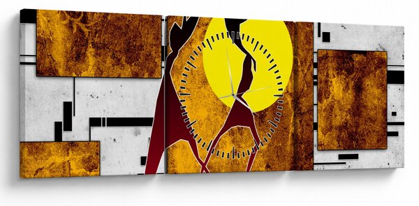 Tablou cu pictură epochală străveche (cu ceas) (90x30 cm)