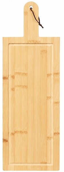Platou de servire din bambus cu maner – tocator decorativ pentru branzeturi, aperitive, gustari si servirea mesei, 58 x 19 cm