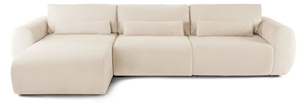 Colțar Extensibil VERSA, cu 2 lăzi depozitare, șezlong interschimbabil, 357x190x87 cm, Stanga / Crem-Loft