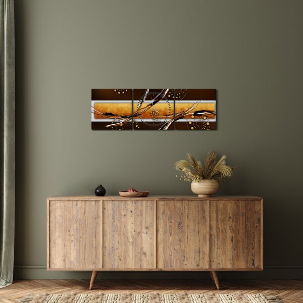 Tablou abstracției - Fluturi (cu ceas) (90x30 cm)
