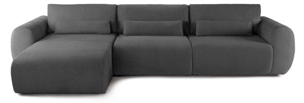 Colțar Extensibil VERSA, cu 2 lăzi depozitare, șezlong interschimbabil, 357x190x87 cm, Stanga / Gri-Grafit-Loft