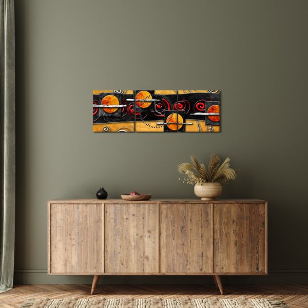 Tablou abstacției - Panete (cu ceas) (90x30 cm)