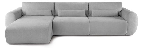 Colțar Extensibil VERSA, cu 2 lăzi depozitare, șezlong interschimbabil, 357x190x87 cm, Stanga / Gri-Deschis-Loft