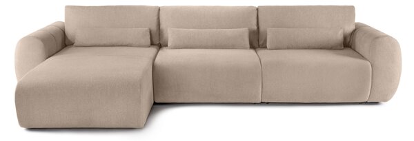 Colțar Extensibil VERSA, cu 2 lăzi depozitare, șezlong interschimbabil, 357x190x87 cm, Stanga / Bej-Loft
