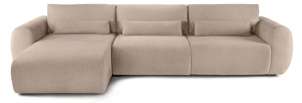 Colțar Extensibil VERSA, cu 2 lăzi depozitare, șezlong interschimbabil, 357x190x87 cm, Stanga / Bej-Loft