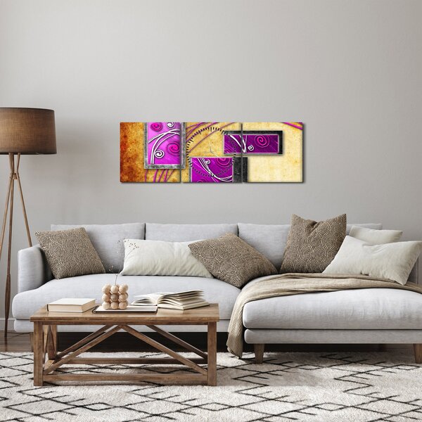Tablou abstracție (cu ceas) (90x30 cm)