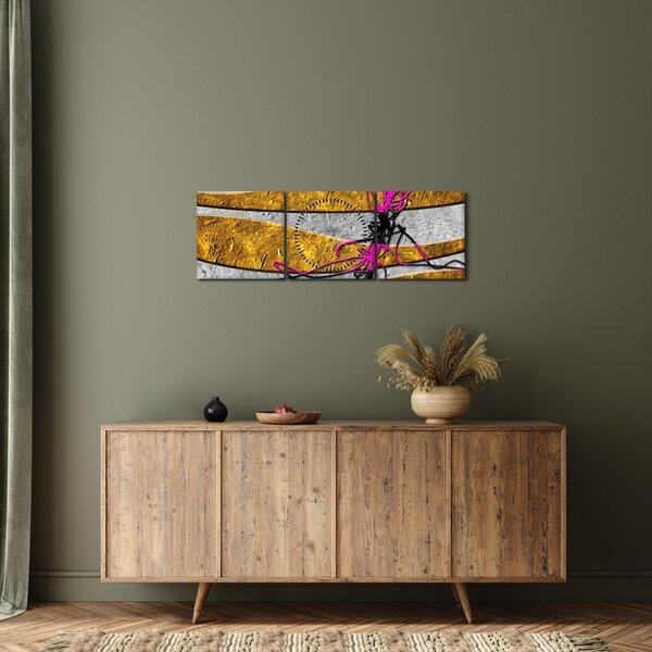 Tablou cu abstracție (cu ceas) (90x30 cm)
