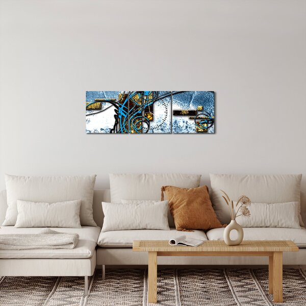 Tablou abstract (cu ceas) (90x30 cm)