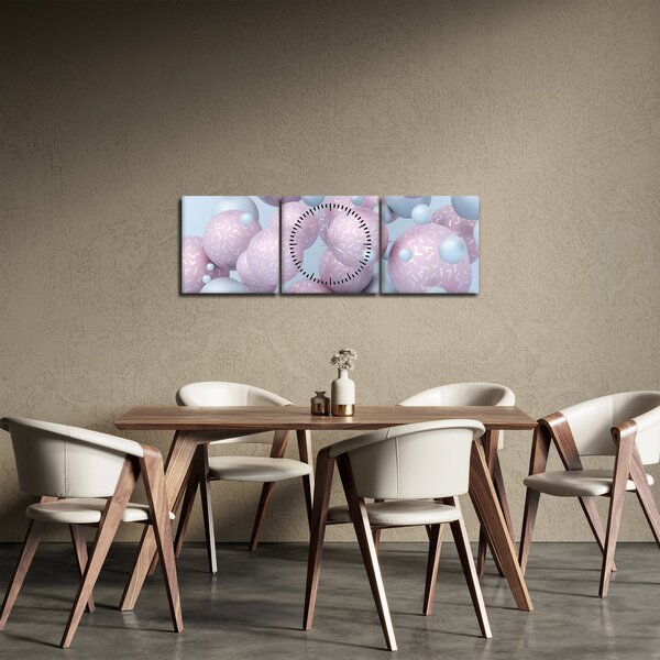 Tablou abstract - Bile în pastel (cu ceas) (90x30 cm)