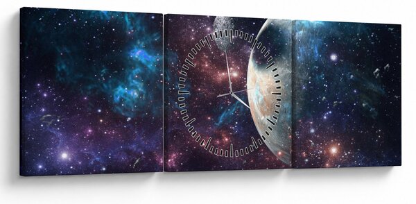Tablou cu cosmos (cu ceas) (90x30 cm)