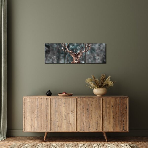 Tablou - Cerbul majestic (cu ceas) (90x30 cm)