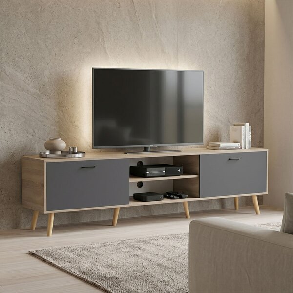 Comoda TV Goryna, culoare sonoma-antracit, 180 x 35 x 48.6 cm
