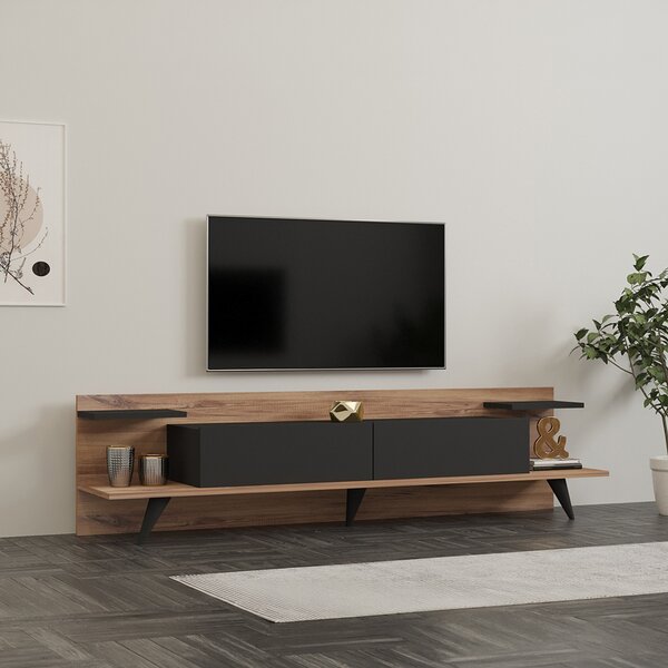 Comoda TV Astriva, culoare nuc cu antracit, 180 x 36.8 x 45 cm