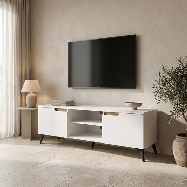 Comoda TV Kevira, culoare sonoma-alb, 150 x 38 x 44 cm