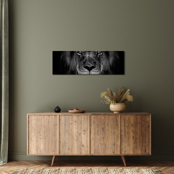 Tablou - Leu majestic (cu ceas) (90x30 cm)