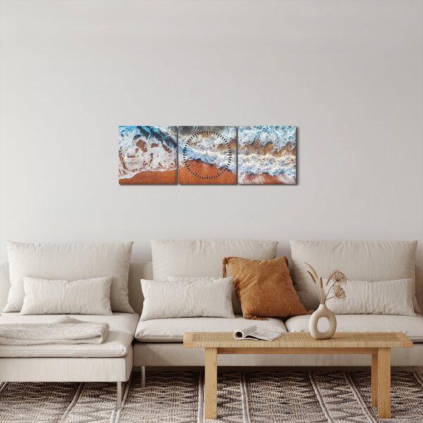 Tablou cu plaja mării (cu ceas) (90x30 cm)