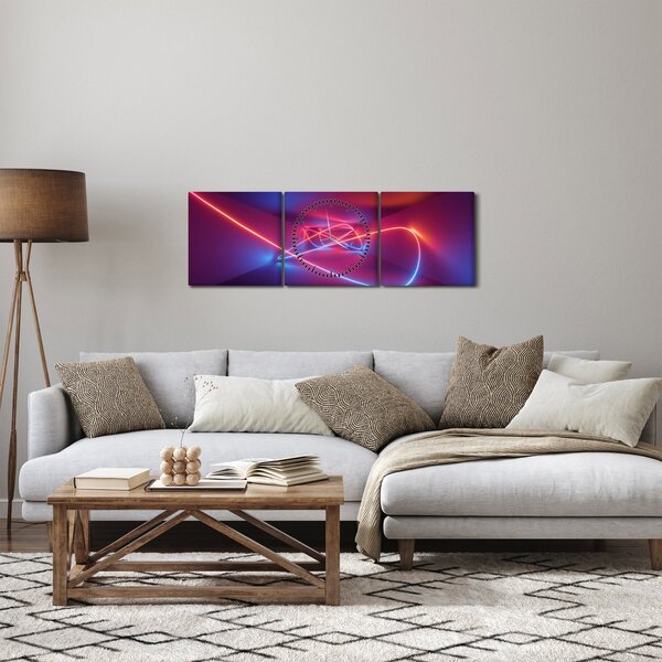 Tablou cu abstracție modernă (cu ceas) (90x30 cm)