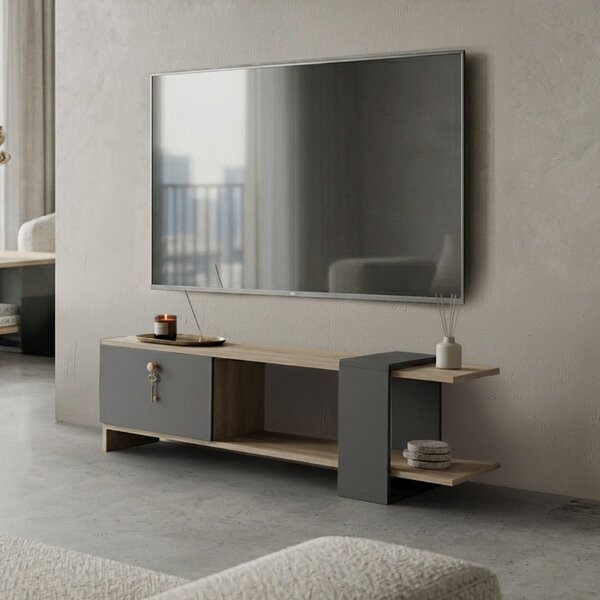 Comoda TV Standira, nuanta sonoma-antracit, 120 x 25 x 36.8 cm