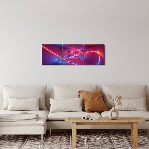 Tablou cu abstracție modernă (cu ceas) (90x30 cm)