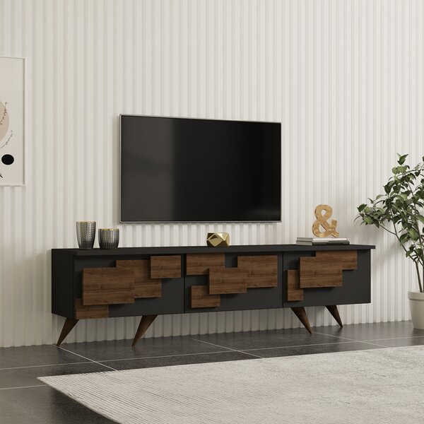 Comoda TV Trida, culoare nuc-antracit, 160 x 35 x 45 cm