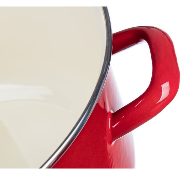 Oală emailată cu capac Banquet Milton roșu, 24 cm, 5,9 l, 24 cm