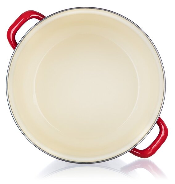 Oală emailată cu capac Banquet Milton roșu, 24 cm, 5,9 l, 24 cm