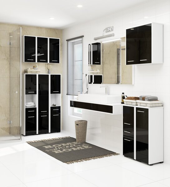 Dulap de baie Farid TYP4 (Negru lucios). Promo -20%. 1069850