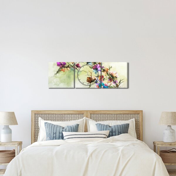 Tablou - Pictua cu flori (cu ceas) (90x30 cm)