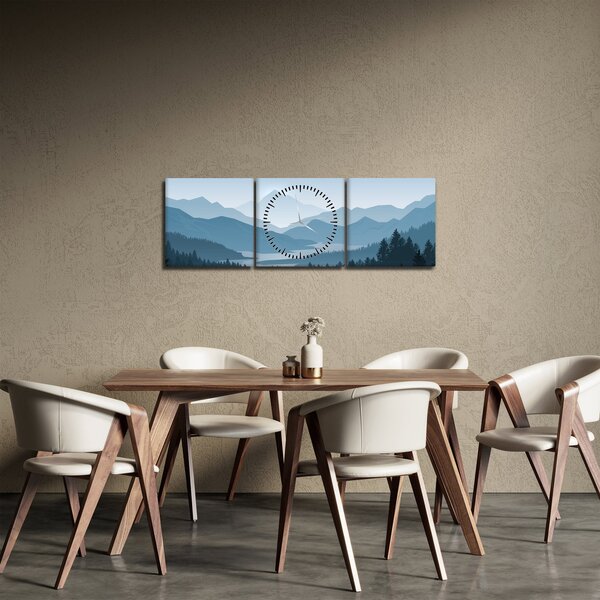 Tablou - Munții cu privirea graficeanului (cu ceas) (90x30 cm)