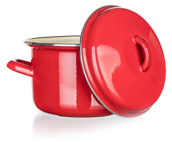 Oală emailată cu capac Banquet Milton roșu , 16cm, 2 l, 16 cm